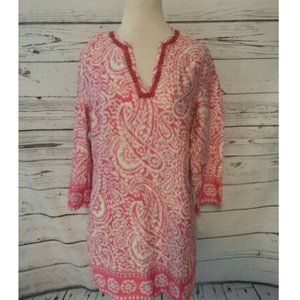 Brooks Brothers 346 Pink Tunic Top Sz M Vneck 3/4